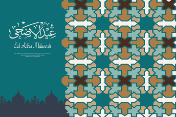 Wall Mural - Eid Adha Mubarak Islamic greeting card in Arabic calligraphy