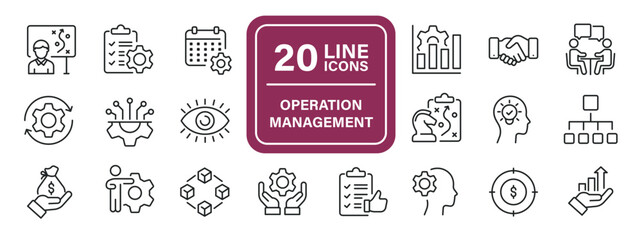 Operation management line icons. Editable stroke. For website marketing design, logo, app, template, ui, etc. Vector illustration.