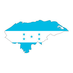 honduras map silhouette with flag isolated on white background