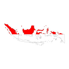 indonesia map silhouette with flag isolated on white background