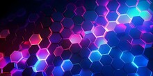 Abstract And Futuristic Hexagonal Background With Colorful And Glowing Neon Effect. Modern Technology Background. Generative AI