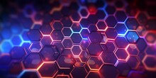 Abstract And Futuristic Hexagonal Background With Colorful And Glowing Neon Effect. Modern Technology Background. Generative AI