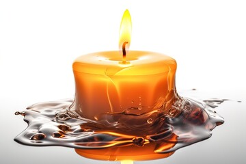 Poster - burning candle isolated on white background. Generated by AI.
