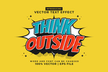 Editable Text Effect Think Outside 3d Cartoon Template Style Premium Vector
