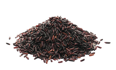 Wall Mural - Black rice uncooked isolated on white background, side view 
