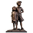 © Exuberation  - A sculpture of two children, a girl and a boy, standing together hand in hand - generative ai