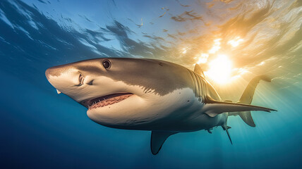 Wall Mural - shark underwater created with Generative AI technology