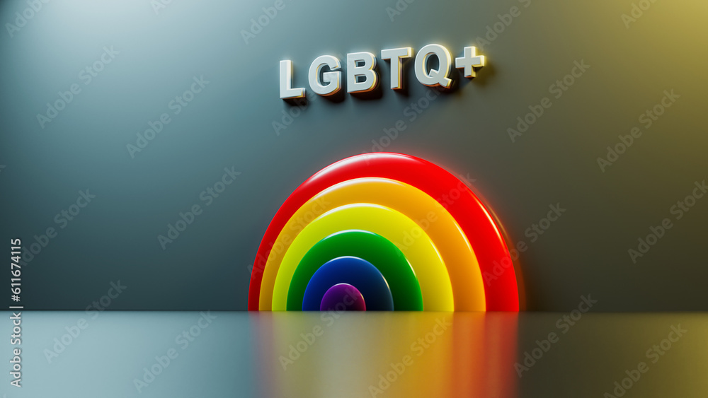 LGBTQ pride month 3D colorful rainbow render background Stock ...