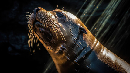 Wall Mural - California sea lion created with Generative AI technology