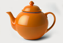 Orange Teapot With Tea On A White Background. Ai Generated Generative AI