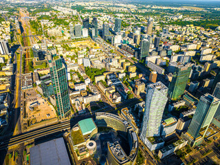 Poster - Aerial view of Warsaw city center in summer, Poland