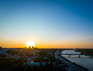 Poster - Aerial view of Warsaw city center in summer, Poland