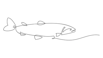 Wall Mural - Sea fish in continuous line art drawing style.Vector illustration