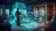 An ethereal depiction of holographic projections and digital overlays, showcasing the seamless integration of augmented reality into everyday life - Generative ai