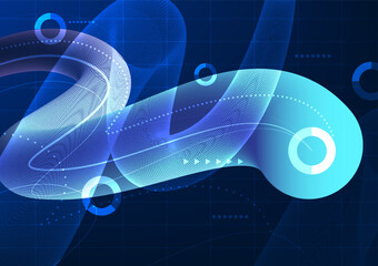 Poster - Abstract background technology Show screen technology, 3D images, and gradient colors with digital elements. Suitable for poster work and technology-related work.