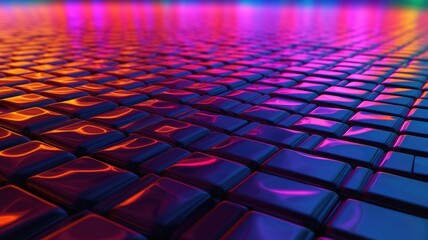 Cyberpunk neon light in retrowave geometric shape design, glowing light grid background for desktop wallpaper. Picturesque generative AI