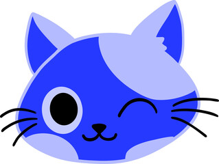 Sticker - Blue cute cat face