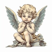Guardian Angel On The Cloud, Little Angel With Wings, Wing Baby	