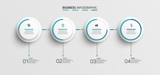 Business  infographic  template with 4 options, workflow, process chart. Can be used for workflow layout, diagram, annual report, web design, steps or processes 