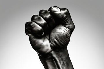Poster - black fist isolated on white background. Generated by AI