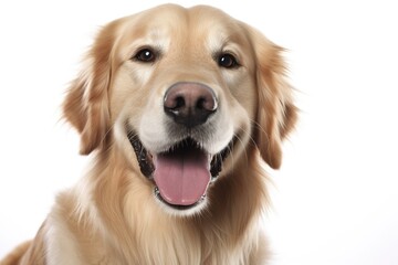Poster - smiling dog isolated on white background. Generated by AI.