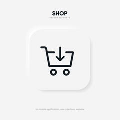 Poster - 3d add button add icon add to cart icon, shopping cart sign, online shopping, click here, buy push button for website, mobile app, UI, GUI, UX.