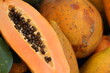 papaya cut on the background of papaya fruit