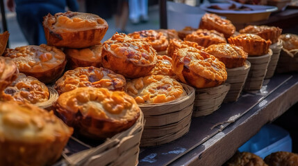 Wall Mural - city day national festival street day.cherry pie from dough carbohydrates food fat. Generative Ai