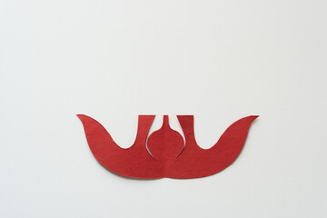 Poster - decorative red paper shape isolated on blank paper