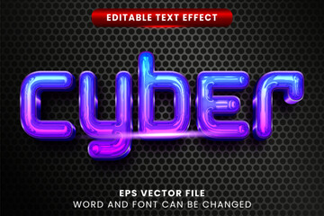 Neon cyber editable vector text effect