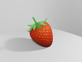 strawberry, white, background, red, icon, 3D