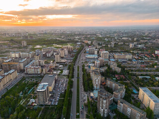 Bishkek city Kyrgyzstan during sunset