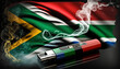 Vaping e-cigarette. South African flag. Generative AI