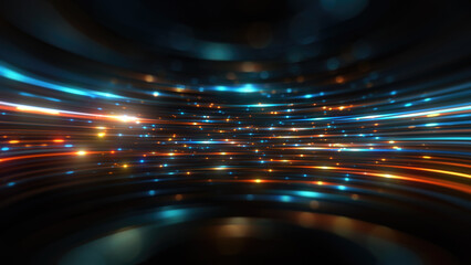 Poster - luminous futuristic energy in abstract space. display of abstract lights and glowing elements in a f