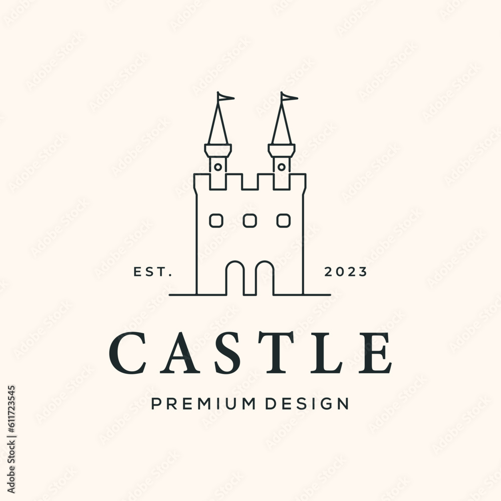 classic castle line art logo vector minimalist illustration design ...