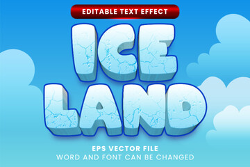 Poster - Ice land 3d editable vector text effect