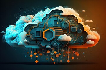 Wall Mural - The concept of cloud computing and digital technology