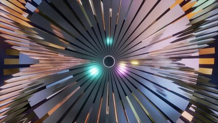 Wall Mural - Abstract background 3D animation shiny futuristic composition made of geometric elements transforms and rotates in space loop. Great for scientific, technological, industrial, futuristic, luxury, sci-