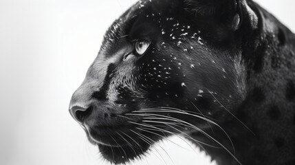 Wall Mural - a side view portrait of a panther face on a transparent background png isolated generative ai