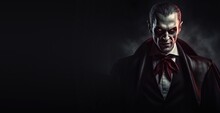 Scary Vampire Banner With Space For Copy. Generative AI