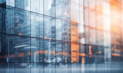 Poster - Blurred abstract grey glass wall from building background, generative AI