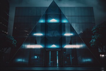 Poster - modern building with a triangular facade. Generative AI