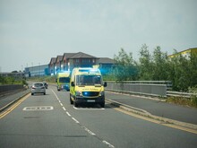 Ambulance Specialist Hazardous Area Response Team Responding On Blue Lights To 999 Emergency Call - England, Britain