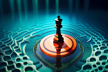 a single chess piece submerged underwater