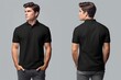 Black Polo T-Shirt Mock-Up (Front and Back View) Isolated (Generative AI)