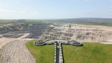 Aerial Drone Video Of The Coldstones Cut, A Large Stone Quarry Or Also Open-pit Mine In Yorkshire Dales, England