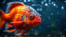 Red Piranha In Water. Beautiful Fish