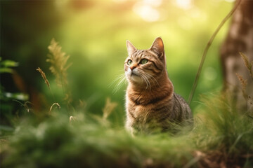 A minimalist photo of a cat on isolated nature background a hyper