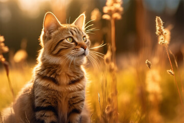 A minimalist photo of a cat on isolated nature background a hyper