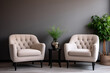© Aliaksandra - chairs in the psychologist's office, armchairs in cozy interior with indoors green plants. Generative AI